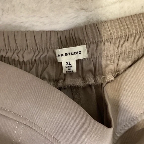 MAX STUDIO Wide Leg Pants Beige - with Elastic Waist Women's XL - Picture 2 of 3